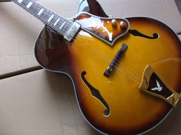 Wholesale New Rare Jazz Electric Guitar L-5 Model With Flower Pickuguard and Tailpiece and Headstock In Sunburst supplier