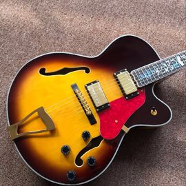 Hollow body JAZZ L5 electric guitar yellow maple top Jazz guitar, double F hole supplier