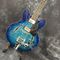 Semi hollow shell Archtop guitar Quilted maple trans-Blue with Bigsby supplier