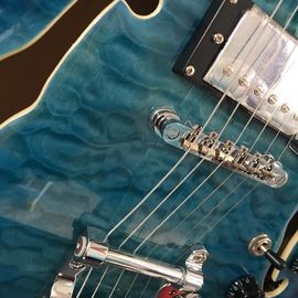 Semi hollow shell Archtop guitar Quilted maple trans-Blue with Bigsby supplier