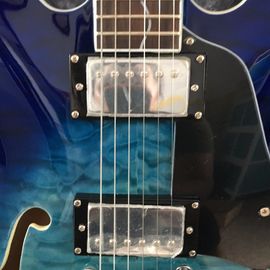 Semi hollow shell Archtop guitar Quilted maple trans-Blue with Bigsby supplier