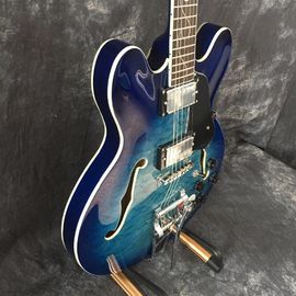 Semi hollow shell Archtop guitar Quilted maple trans-Blue with Bigsby supplier