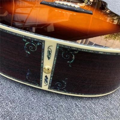 Custom New All Solid Wood Sunburst 41" D Type Acoustic Guitar Abalone Ebony Fingerboard supplier