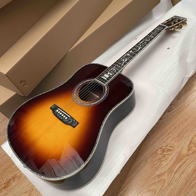Custom New All Solid Wood Sunburst 41" D Type Acoustic Guitar Abalone Ebony Fingerboard supplier