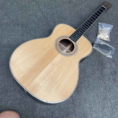 Custom 40 inch OM45 body DIY KIT Acoustic Guitar with Herringbone Binding no Painting supplier