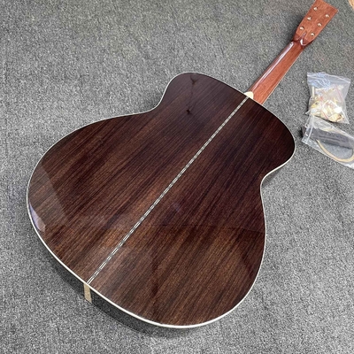 Custom 40 inch OM45 body DIY KIT Acoustic Guitar with Herringbone Binding no Painting supplier