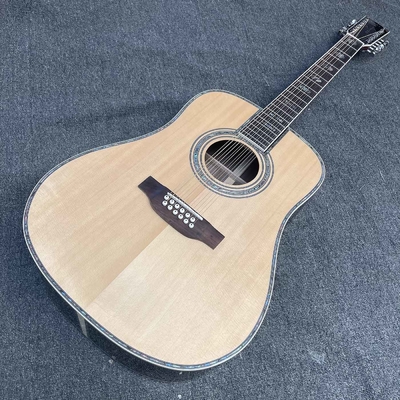 Custom 41 inch Dreadnought D 12 strings abalone binding folk classic acoustic guitar with customized inlay logo headstock supplier