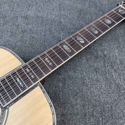Custom 41 inch Dreadnought D 12 strings abalone binding folk classic acoustic guitar with customized inlay logo headstock supplier
