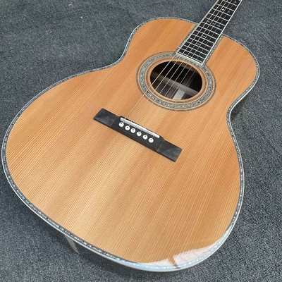Solid Cedar Top OOO Body Ebony Fingerboard Classic Folk Acoustic Guitar with 43mm Nut Width Abalone Binding Slotted Headstock supplier
