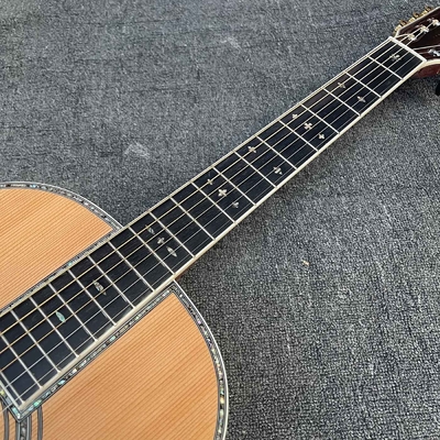 Solid Cedar Top OOO Body Ebony Fingerboard Classic Folk Acoustic Guitar with 43mm Nut Width Abalone Binding Slotted Headstock supplier