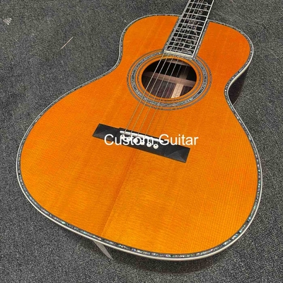 39" Solid Rosewood Back Side Acoustic Guitar Ebony Fretboard Abalone Inlays in Yellow Painting supplier