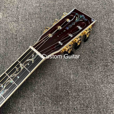 39" Solid Rosewood Back Side Acoustic Guitar Ebony Fretboard Abalone Inlays in Yellow Painting supplier