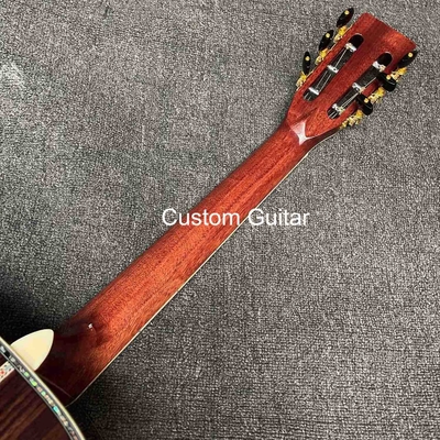 39" Solid Rosewood Back Side Acoustic Guitar Ebony Fretboard Abalone Inlays in Yellow Painting supplier