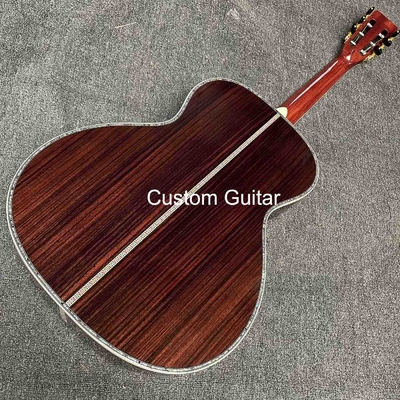 39" Solid Rosewood Back Side Acoustic Guitar Ebony Fretboard Abalone Inlays in Yellow Painting supplier