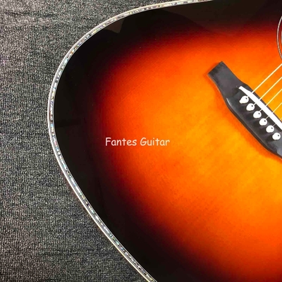 Custom Solid Cocobolo Back Side Real Abalone Inlay D Body Dreadnought Acoustic Guitar in Sunburst Color supplier