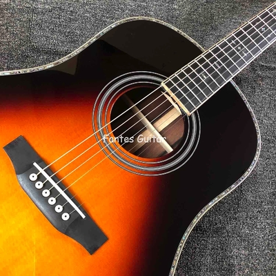 Custom Solid Cocobolo Back Side Real Abalone Inlay D Body Dreadnought Acoustic Guitar in Sunburst Color supplier