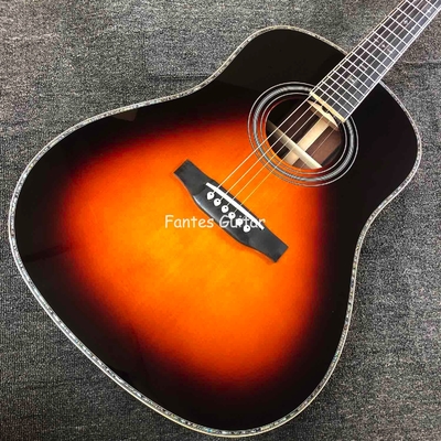 Custom Solid Cocobolo Back Side Real Abalone Inlay D Body Dreadnought Acoustic Guitar in Sunburst Color supplier