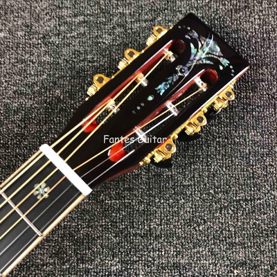 Custom Solid Cocobolo Back Side Real Abalone Inlay D Body Dreadnought Acoustic Guitar in Sunburst Color supplier