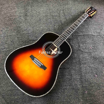 Custom Solid Cocobolo Back Side Real Abalone Inlay D Body Dreadnought Acoustic Guitar in Sunburst Color supplier