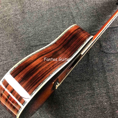 Custom Solid Cocobolo Back Side Real Abalone Inlay D Body Dreadnought Acoustic Guitar in Sunburst Color supplier