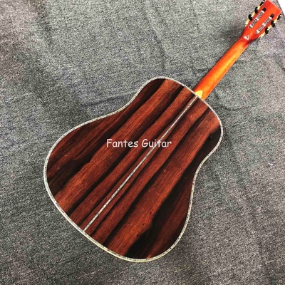 Custom Solid Cocobolo Back Side Real Abalone Inlay D Body Dreadnought Acoustic Guitar in Sunburst Color supplier