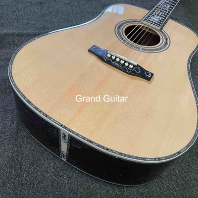 Custom Deluxe Solid Spruce Top Dreadnought Body Ebony Fingerboard 41 Inch Real Abalone Acoustic Guitar supplier