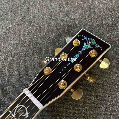 Custom Deluxe Solid Spruce Top Dreadnought Body Ebony Fingerboard 41 Inch Real Abalone Acoustic Guitar supplier