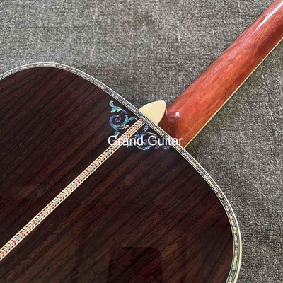 Custom Deluxe Solid Spruce Top Dreadnought Body Ebony Fingerboard 41 Inch Real Abalone Acoustic Guitar supplier