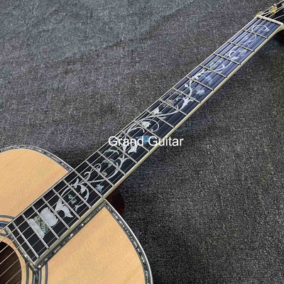 Custom Deluxe Solid Spruce Top Dreadnought Body Ebony Fingerboard 41 Inch Real Abalone Acoustic Guitar supplier