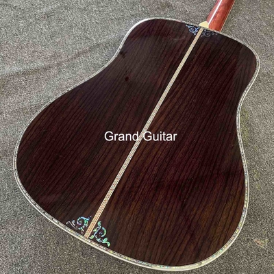 Custom Deluxe Solid Spruce Top Dreadnought Body Ebony Fingerboard 41 Inch Real Abalone Acoustic Guitar supplier