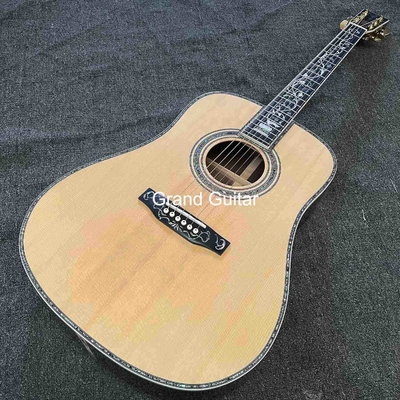 Custom Deluxe Solid Spruce Top Dreadnought Body Ebony Fingerboard 41 Inch Real Abalone Acoustic Guitar supplier