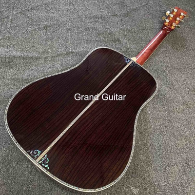 Custom Deluxe Solid Spruce Top Dreadnought Body Ebony Fingerboard 41 Inch Real Abalone Acoustic Guitar supplier