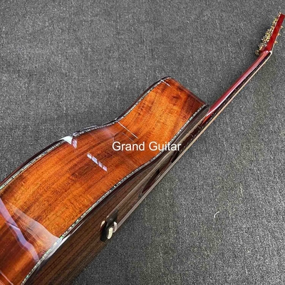 Grand OM Guitar Solid KOA Back Side Acoustic Guitar, Customized Logo on Headstock supplier