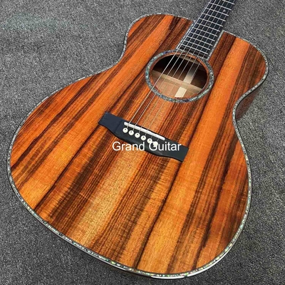 Grand OM Guitar Solid KOA Back Side Acoustic Guitar, Customized Logo on Headstock supplier
