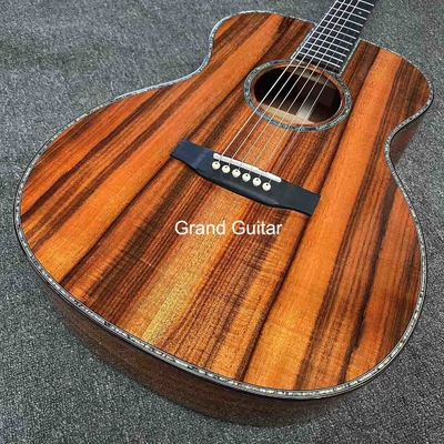 Grand OM Guitar Solid KOA Back Side Acoustic Guitar, Customized Logo on Headstock supplier