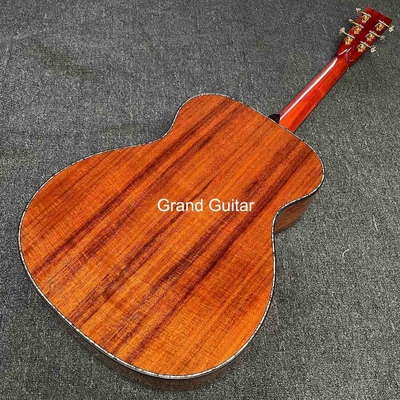 Grand OM Guitar Solid KOA Back Side Acoustic Guitar, Customized Logo on Headstock supplier