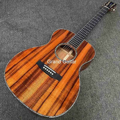 Grand OM Guitar Solid KOA Back Side Acoustic Guitar, Customized Logo on Headstock supplier