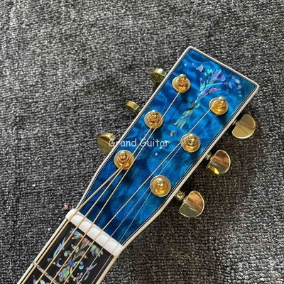 Custom Martin Style OM Body Water Ripple SOLID Flamed Maple Back Side Acoustic Guitar, Accept Guitar OEM supplier