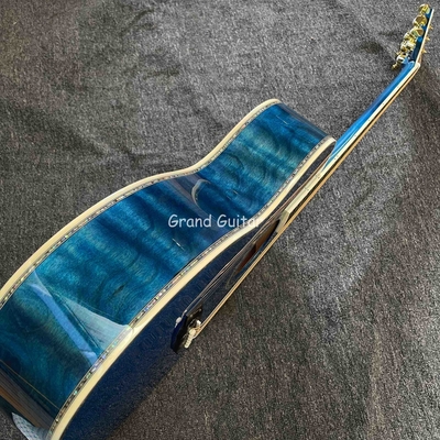 Custom Martin Style OM Body Water Ripple SOLID Flamed Maple Back Side Acoustic Guitar, Accept Guitar OEM supplier