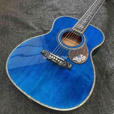 Custom Martin Style OM Body Water Ripple SOLID Flamed Maple Back Side Acoustic Guitar, Accept Guitar OEM supplier