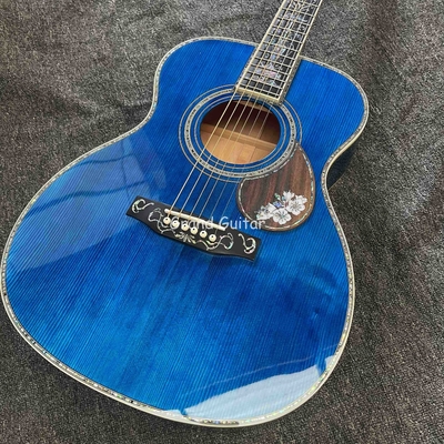 Custom Martin Style OM Body Water Ripple SOLID Flamed Maple Back Side Acoustic Guitar, Accept Guitar OEM supplier