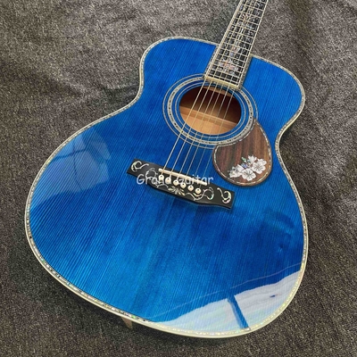 Custom Martin Style OM Body Water Ripple SOLID Flamed Maple Back Side Acoustic Guitar, Accept Guitar OEM supplier