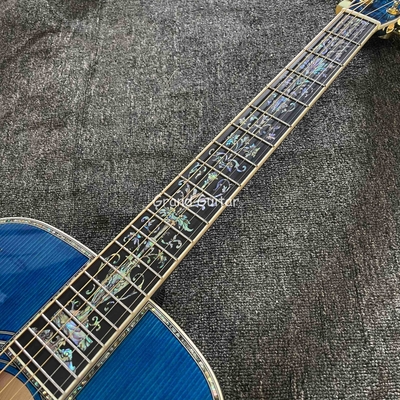 Custom Martin Style OM Body Water Ripple SOLID Flamed Maple Back Side Acoustic Guitar, Accept Guitar OEM supplier