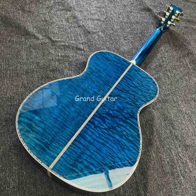Custom Martin Style OM Body Water Ripple SOLID Flamed Maple Back Side Acoustic Guitar, Accept Guitar OEM supplier