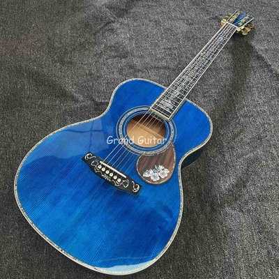 Custom Martin Style OM Body Water Ripple SOLID Flamed Maple Back Side Acoustic Guitar, Accept Guitar OEM supplier
