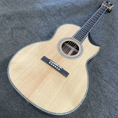 Custom OOO-45 AAAAA 5A Solid Wood Martin Style Cutaway Acoustic Guitar with Ebony Fingerboard 12 Frets 43mm Width Nut, Accept Guitar OEM supplier