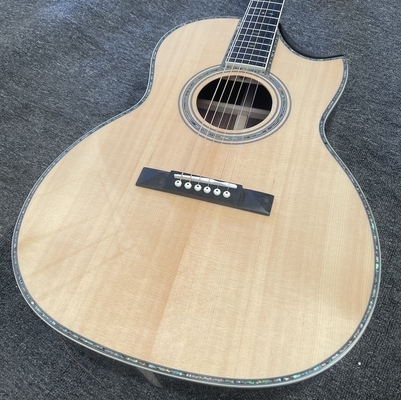 Custom OOO-45 AAAAA 5A Solid Wood Martin Style Cutaway Acoustic Guitar with Ebony Fingerboard 12 Frets 43mm Width Nut, Accept Guitar OEM supplier