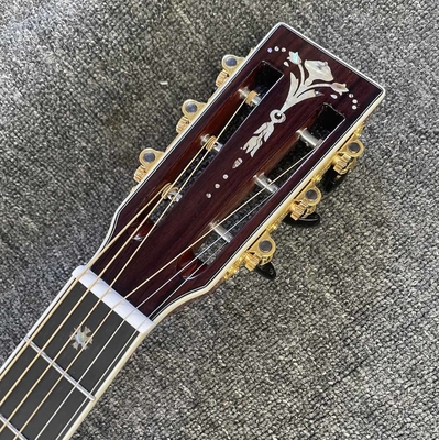 Custom OOO-45 AAAAA 5A Solid Wood Martin Style Cutaway Acoustic Guitar with Ebony Fingerboard 12 Frets 43mm Width Nut, Accept Guitar OEM supplier