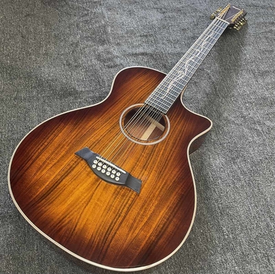 Custom 12 Strings KOA Wood Taylor Style Acoustic Guitar Glossing Finish Body Matt Neck Open Tuner supplier