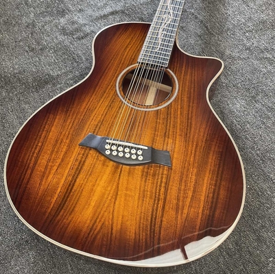 Custom 12 Strings KOA Wood Taylor Style Acoustic Guitar Glossing Finish Body Matt Neck Open Tuner supplier